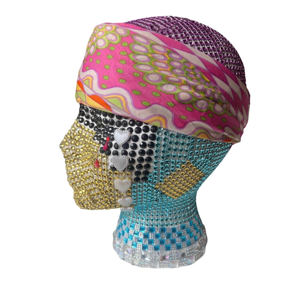 Vintage Silk Scarf, Nordstrom, Pink, Print Geometric Retro, Psychedelic